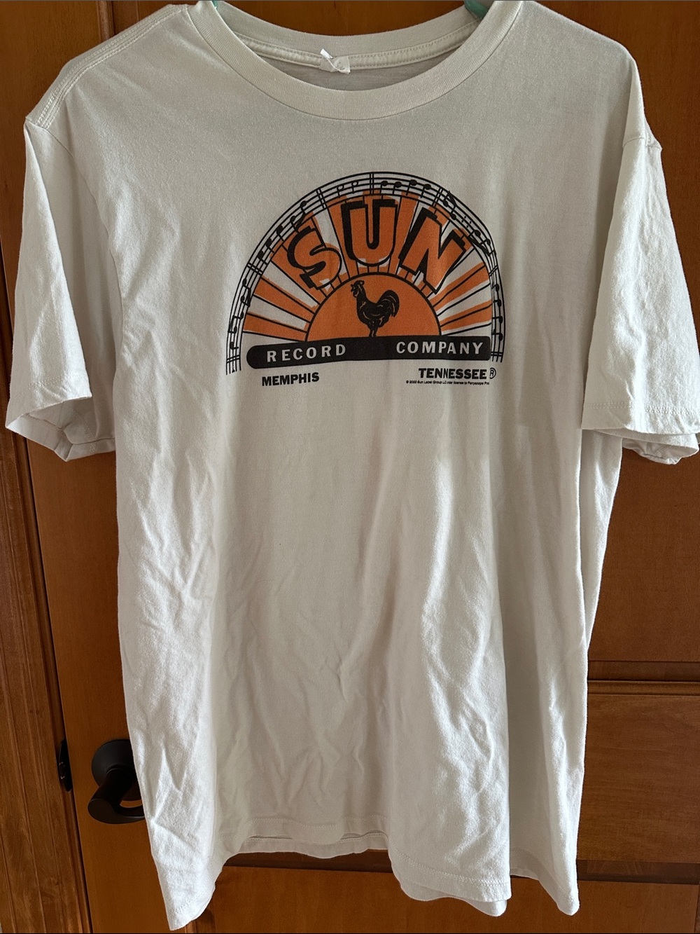 Sun Record Company Graphic Tee - White with Orange Logo Memphis Tennessee Large